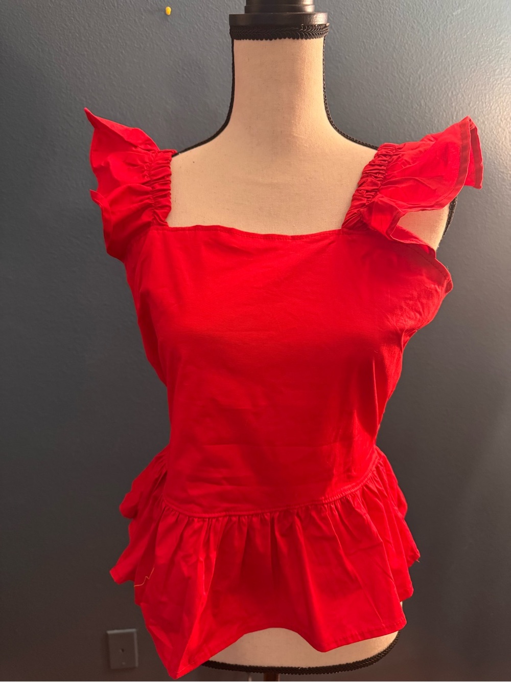 Who's That Girl? Bright Red Peplum Top